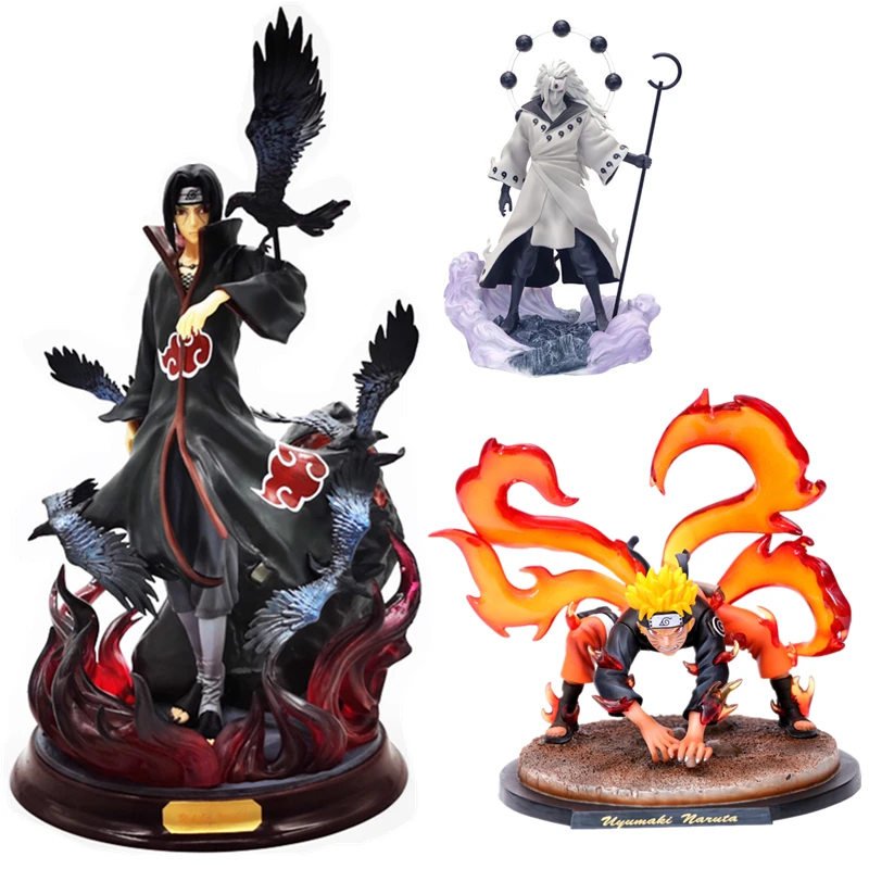 

New Naruto Figure Shippuuden GK Akagi Uchiha Itachi Crow Clone Kakashi Anime Character Doll PVC Statue Collection Toy Gift