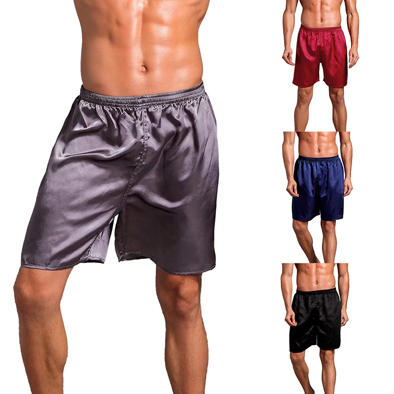 Летние мужские модные домашняя одежда для детей Шорты однотонные шелковые