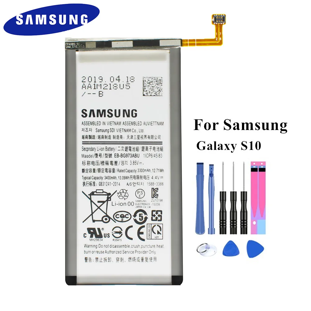 Оригинальный аккумулятор для Samsung Galaxy S10 S10X телефона G973F G973U G973W G9730 3300 мАч Akku +