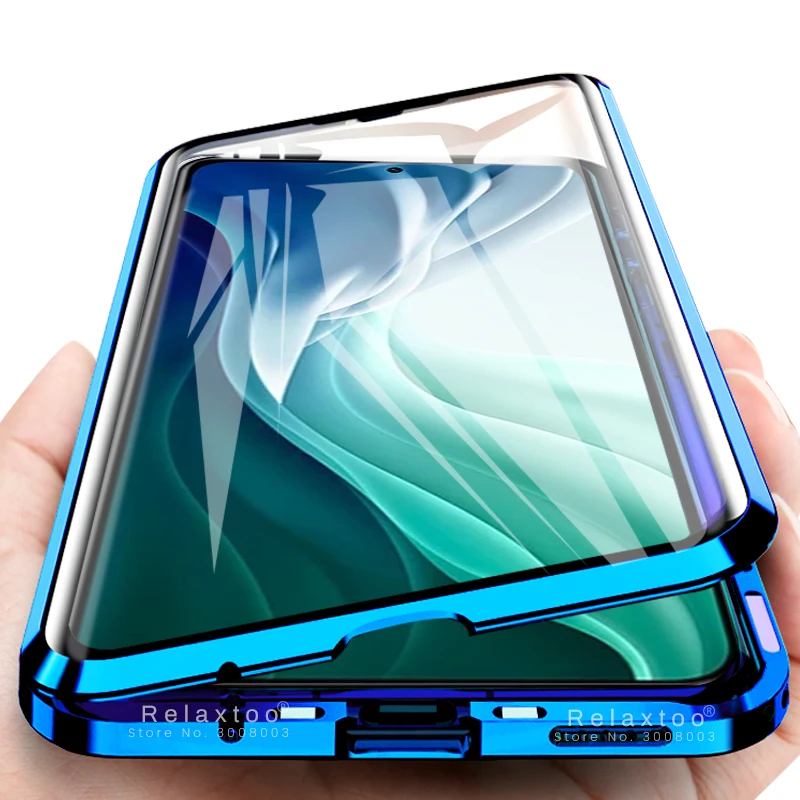 

Магнитный флип-чехол на весь корпус с поглощением на 360 градусов для xiaomi mi11i mi 11i зеркальный металлический бампер двусторонний чехол из закал...