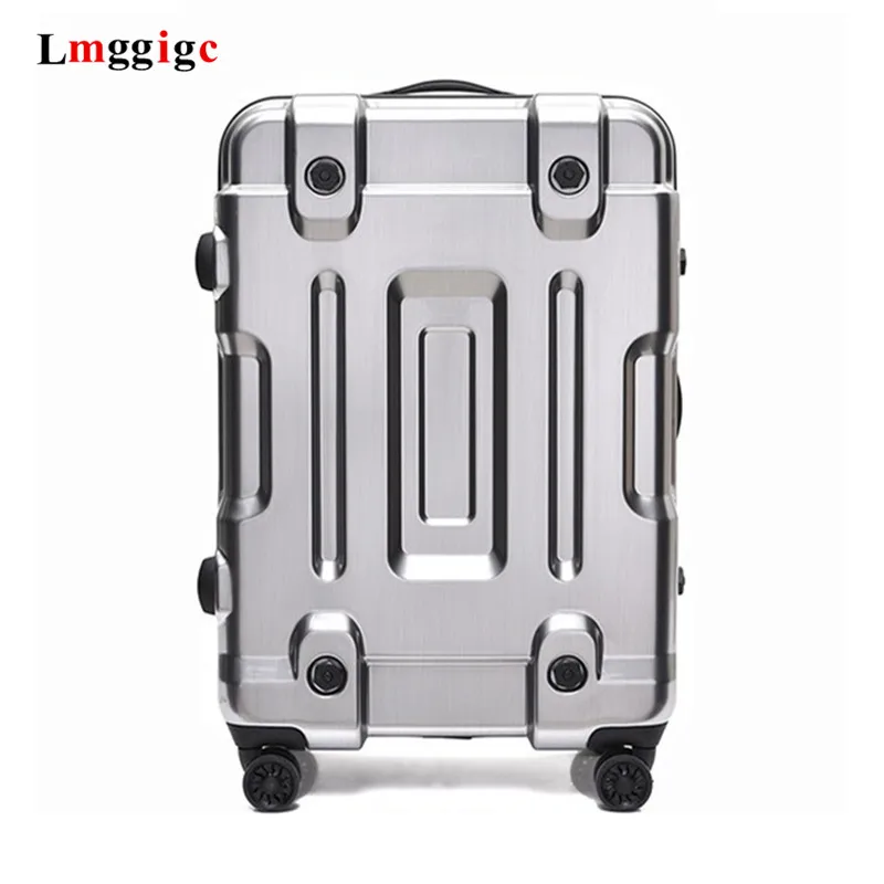 100% PC металлическая сумка для багажа 20 &quotдюймовый чехол на колесиках салона 24&quot 26