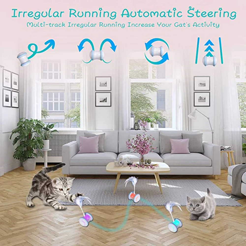 USB Charging Pet Cat Feather Smart Electric Balance Car Funny Toy Electronic Automatic Teaser Playing | Дом и сад