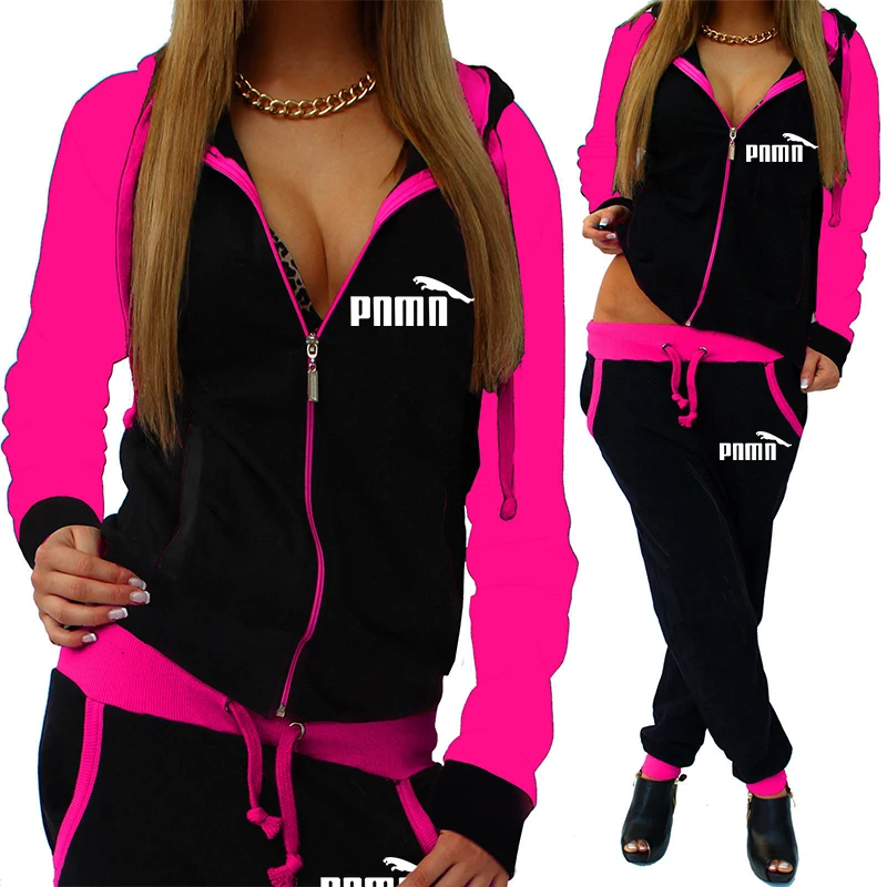 

Spring Autumn 2 Piece Set Print Tracksuit Women Zipper Sweatshirt+Pants Sportwear Women's Sports Suit Hooded Hoodies Set Female