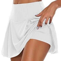 women tennis golf sport trousers skirt 2 in 1 solid color running leggings skort f42f