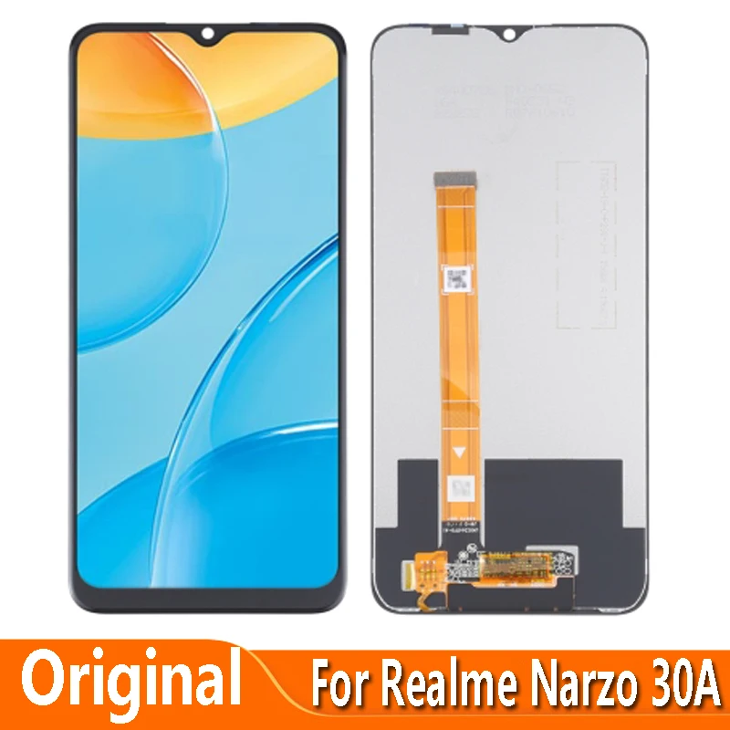 Original 6,5 "para Realme Narzo 30A RMX3171 pantalla LCD de montaje de digitalizador con pantalla t&aacute;ctil partes-0