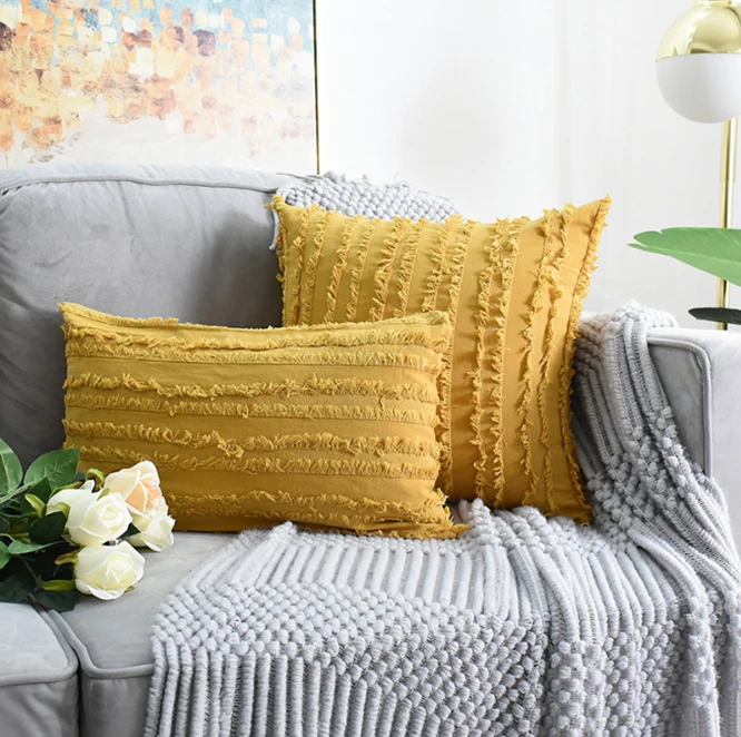 

Tassels Cushion Cover Home Decoration Cotton Jacquard Pillow Cover For Sofa Pillowcase Home Decor White funda cojin borla