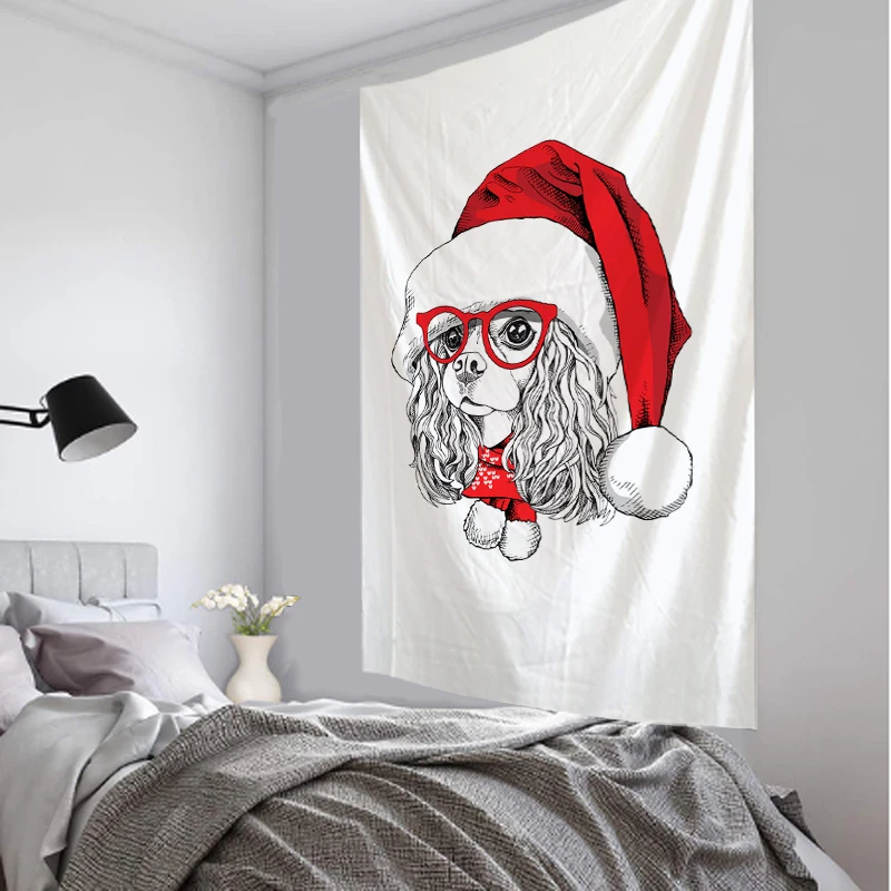 Рождественская шляпа милая кошка и собака рождественское искусство Настенное