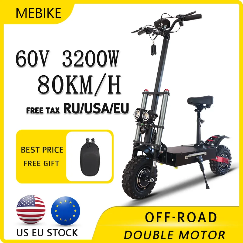 Preise 11 Zoll Off Road Leistungsstarke Elektrische Roller 3200W 60V Dual Motor Mit 26 Ah Lithium-Batterie 80 Km/h Elektrische Skateboard Für Erwachsene