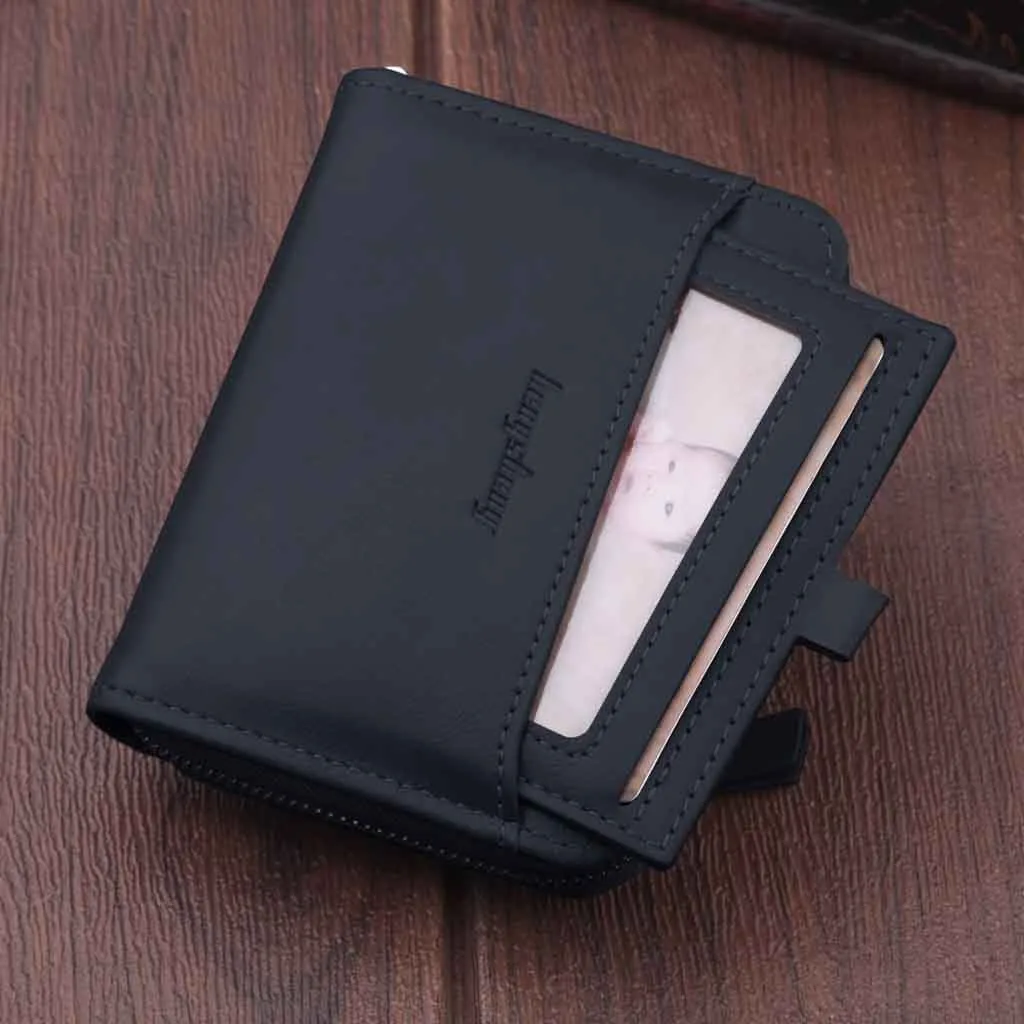 Короткий кошелек на молнии для мужчин многофункциональный плотный бумажник