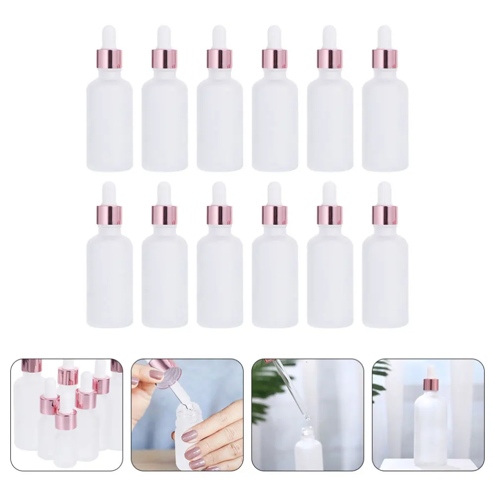

12pcs Frosted Glass Dropper Bottle Empty Essential Oil Dropper Bottle Holder
