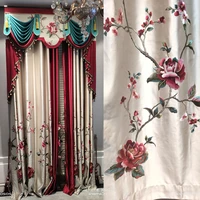luxury peony embroidery silk like curtains for living room traditional chinese blackout palace wedding curtains eco friendly