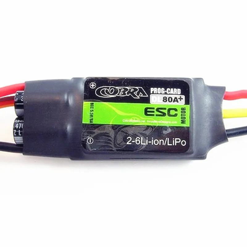 

Original Cobra DL80A+ 80A ESC with Switching Regulator BEC 6A 5.5V 2-6S for DIY Fixed-wing / Flying wing Aircraft Model