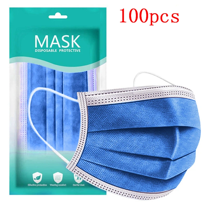

10-100pcs Disposable Face Mask Industrial 3Ply Ear Loop Reusable Mouth Cover Fashion Fabric Masks face cover mascarilla new A30