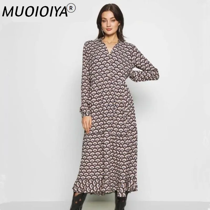 

Винтажное длинное платье с цветочным принтом, летнее платье-трапеция с длинным рукавом, элегантное ретро-платье макси в стиле бохо, женские ...