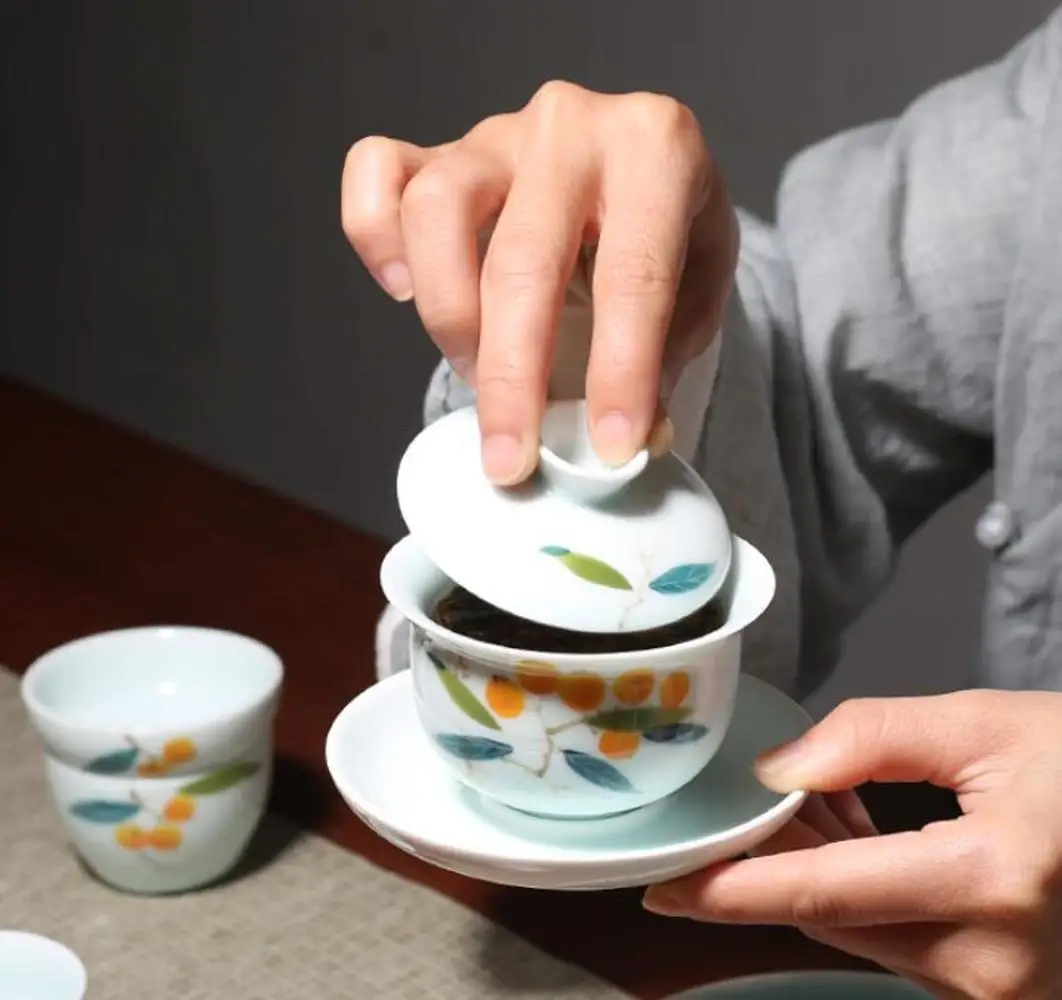 

130 мл, ручная роспись, заварки, Gaiwan, керамическая чаша, кунг-фу, чайная чашка, чайник для заварки, супница, посуда для напитков, чайная посуда, д...