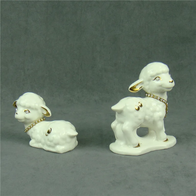 Фарфоровые фигурки влюбленных овец Керамика ручной работы миниатюры ягненка