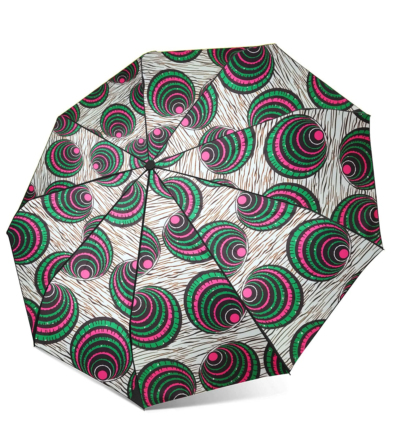 

African Women Windproof UV Ankara Print Umbrellas Three Folding Automatic Sun Umbrella with Black Coating for Business Paraguas