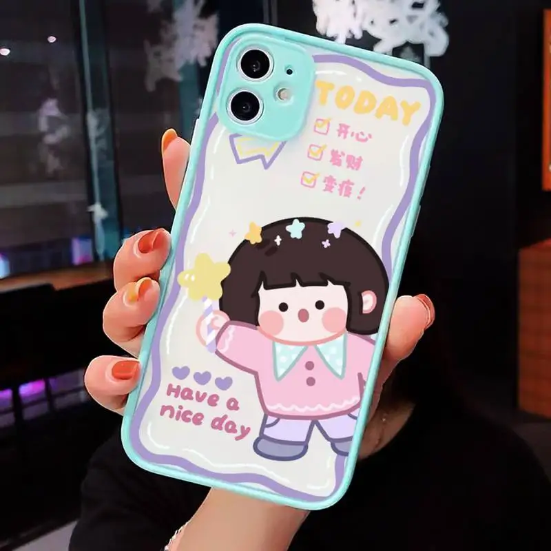 

Cute anime girl snacks Phone Case matte transparent For iphone 7 8 11 12 plus mini x xs xr pro max cover
