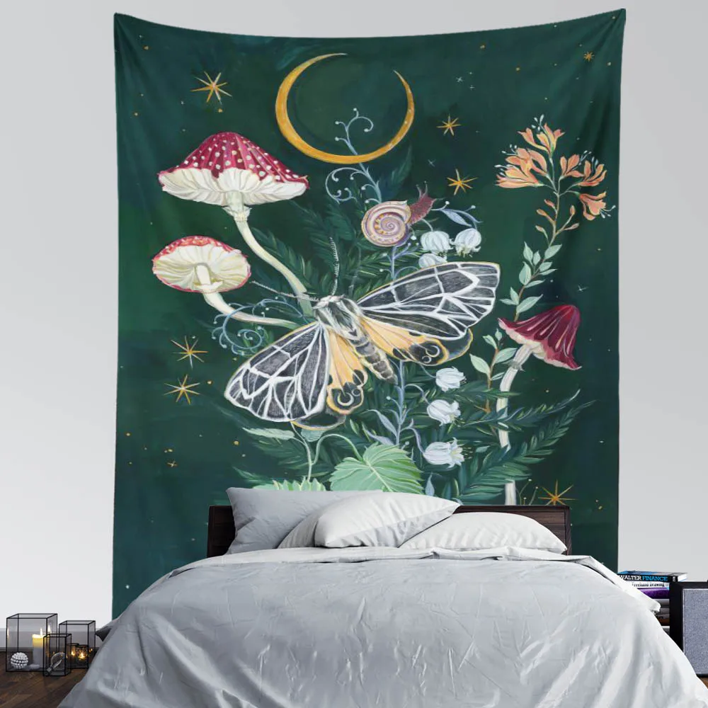 Гобелен SepYue настенный с цветами луной грибом гобелены для йоги пляжа Декор дома