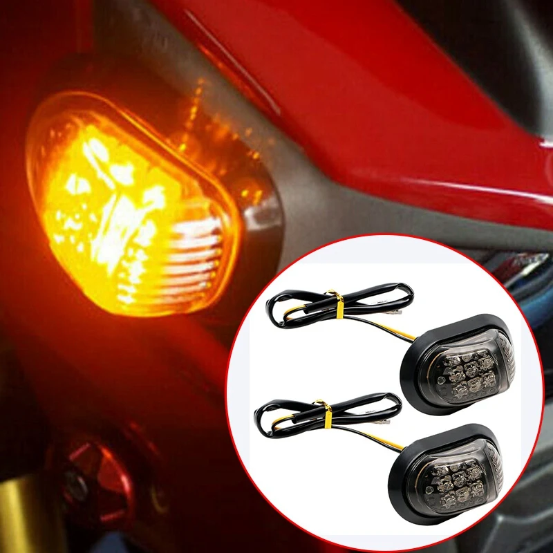 

2X 12V Amber Motorcycle 9 LED Flush Mount Turn Signals Indicators Blinker Light