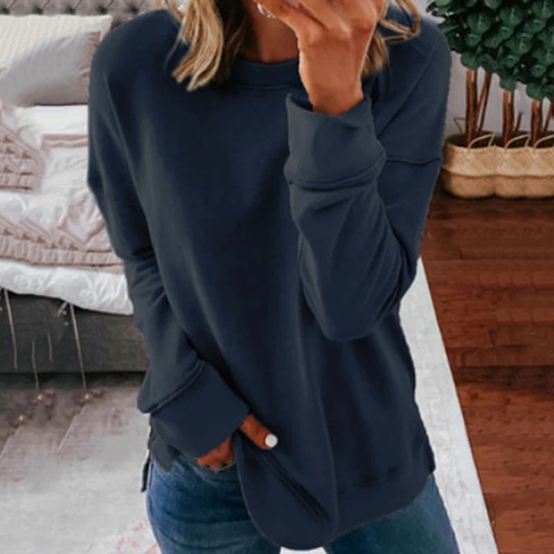 

Woman's T-shirt 2021 Spring And Summer New Fashion Solid Long Sleeve Casual Plus Size Soft Comfortable Thin Top