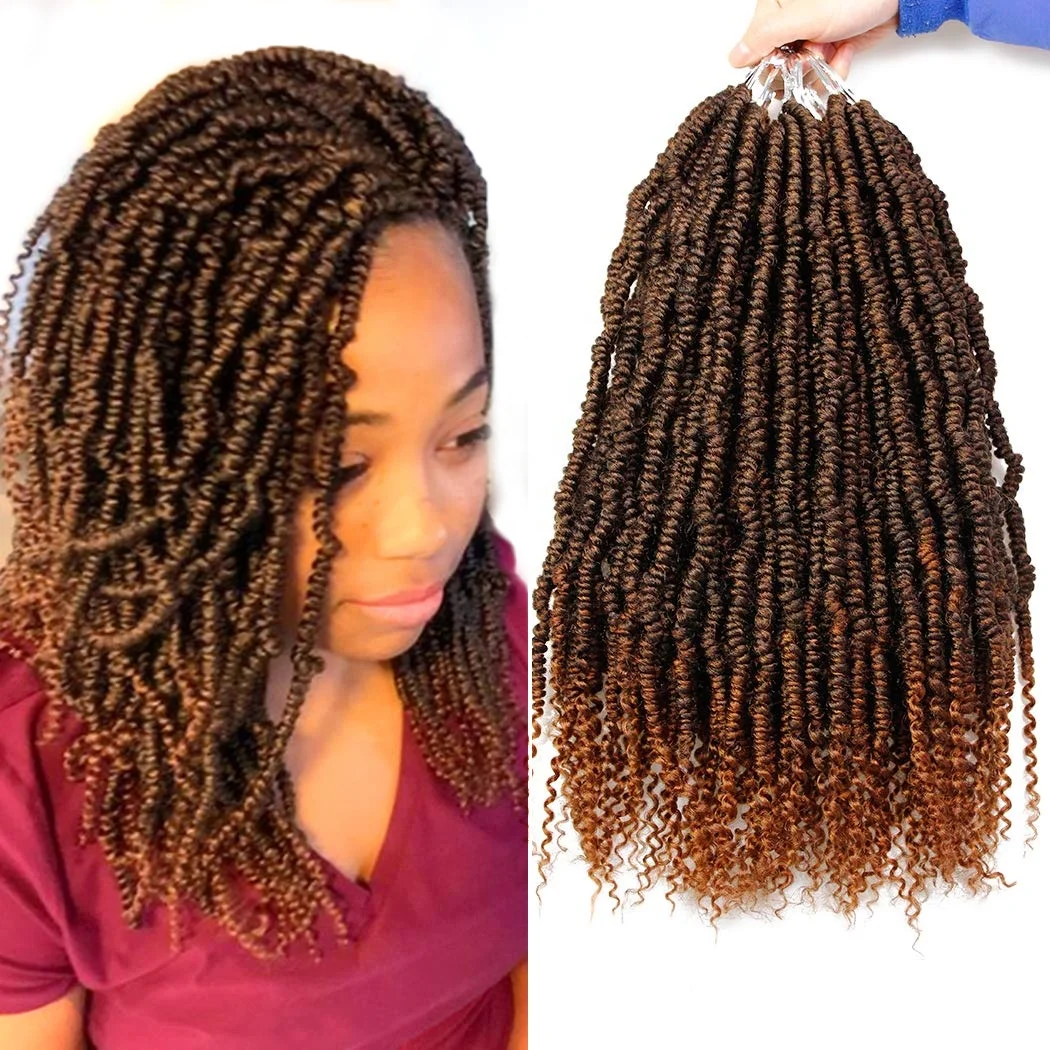 

18inch Pre Looped Fluffy Crochet Braid Hair Ombre Synthetic Braiding Hair 24strands Twisted Passion Twist Crochet Hair Wholesale