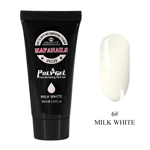 milk white 30 мл полигель для ногтей светодиодный/УФ-гель для быстрого наращивания зданий/9 цветов полигель для наращивания/быстрое наращивание ногтей/камуфляж УФ-гель, Y21 - Цвет: milk white