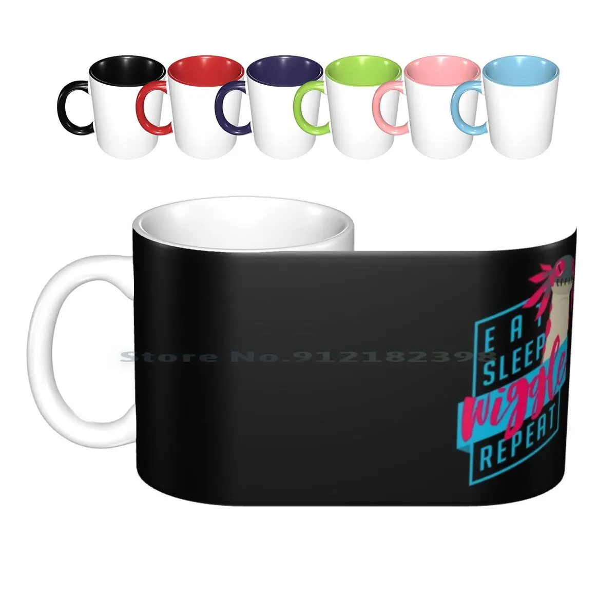 

Eat. Sleep. Wiggle. Repeat.-Monster Hunter Design Ceramic Mugs Coffee Cups Milk Tea Mug Monster Hunter Monster Hunter World Mhw