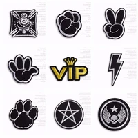 embroidered cloth paste processing clothing accessories patch stickers english letters black and white custom badges stickers