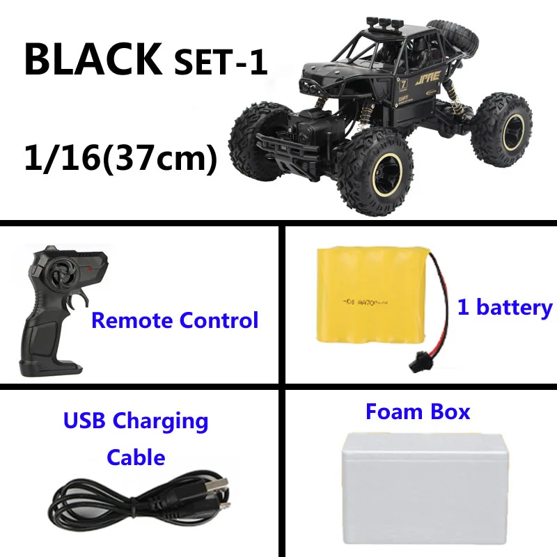 Alloy 37cm Black 1:12 4WD RC автомобили 2,4G радиоуправление 4x4 вождение автомобиля двойной привод двигателей Bigfoot автомобиль высокая скорость внедорожные Грузовики Игрушки для детей - Цвет: Alloy 37cm Black