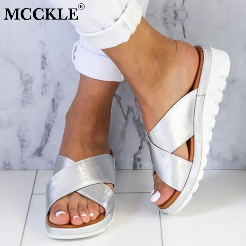 Сандалии гладиаторы MCCKLE женские босоножки на танкетке с перекрестными ремешками