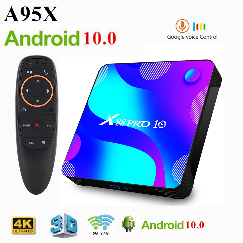 X88 PRO Android 10 Смарт ТВ коробка 2020 4 Гб 128 RK3318 ядра 8K HD 2 4G/Wi Fi 5 ГГц Youtube 3D Media Player Декодер