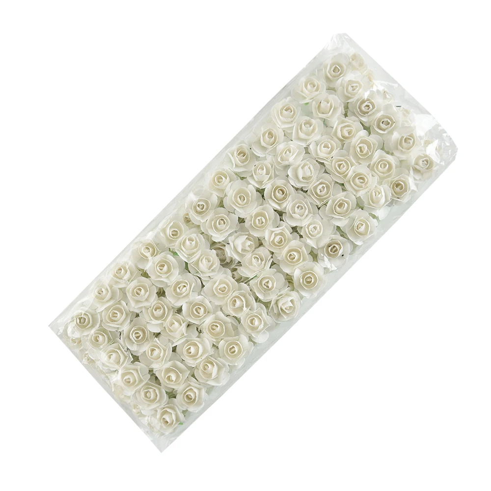 Artificial Flower Mini Cute Paper Rose Handmade For Wedding Decoration DIY Wreath Gift Scrapbooking Craft Fake 144pcs/lot | Дом и сад