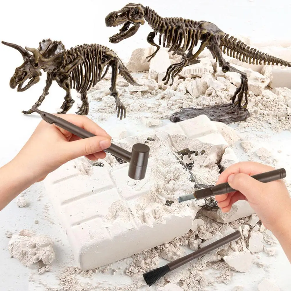 

Children Dinosaur Toy DIY Fossil Archaeological Excavation Boys Set Kit Science Game Educational Discovery Digging Skeleton W9M8