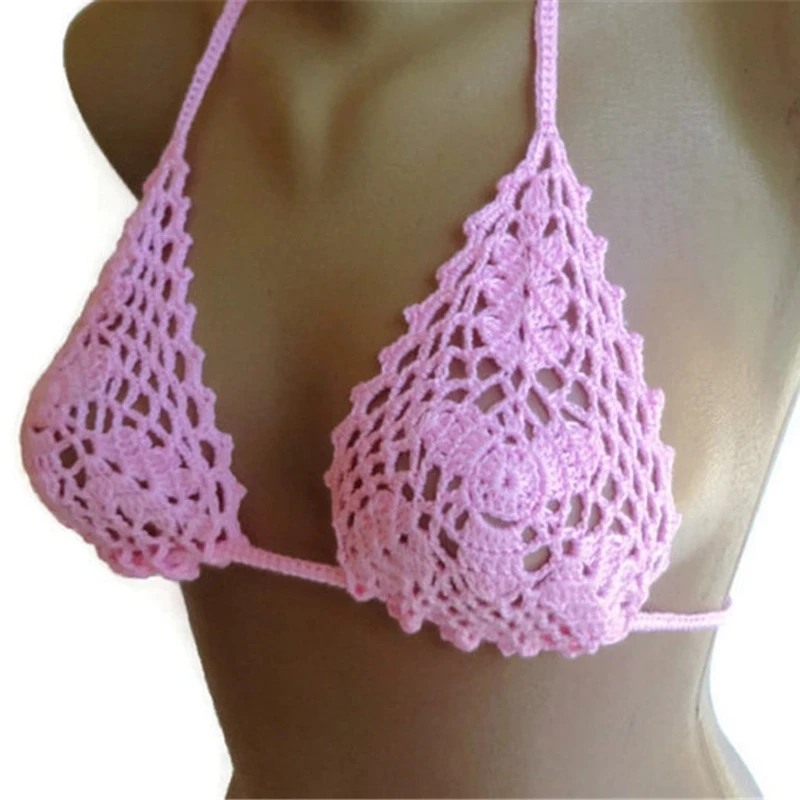 Ручная работа бразильские бикини Для женщин Купальники Холтер кроше на