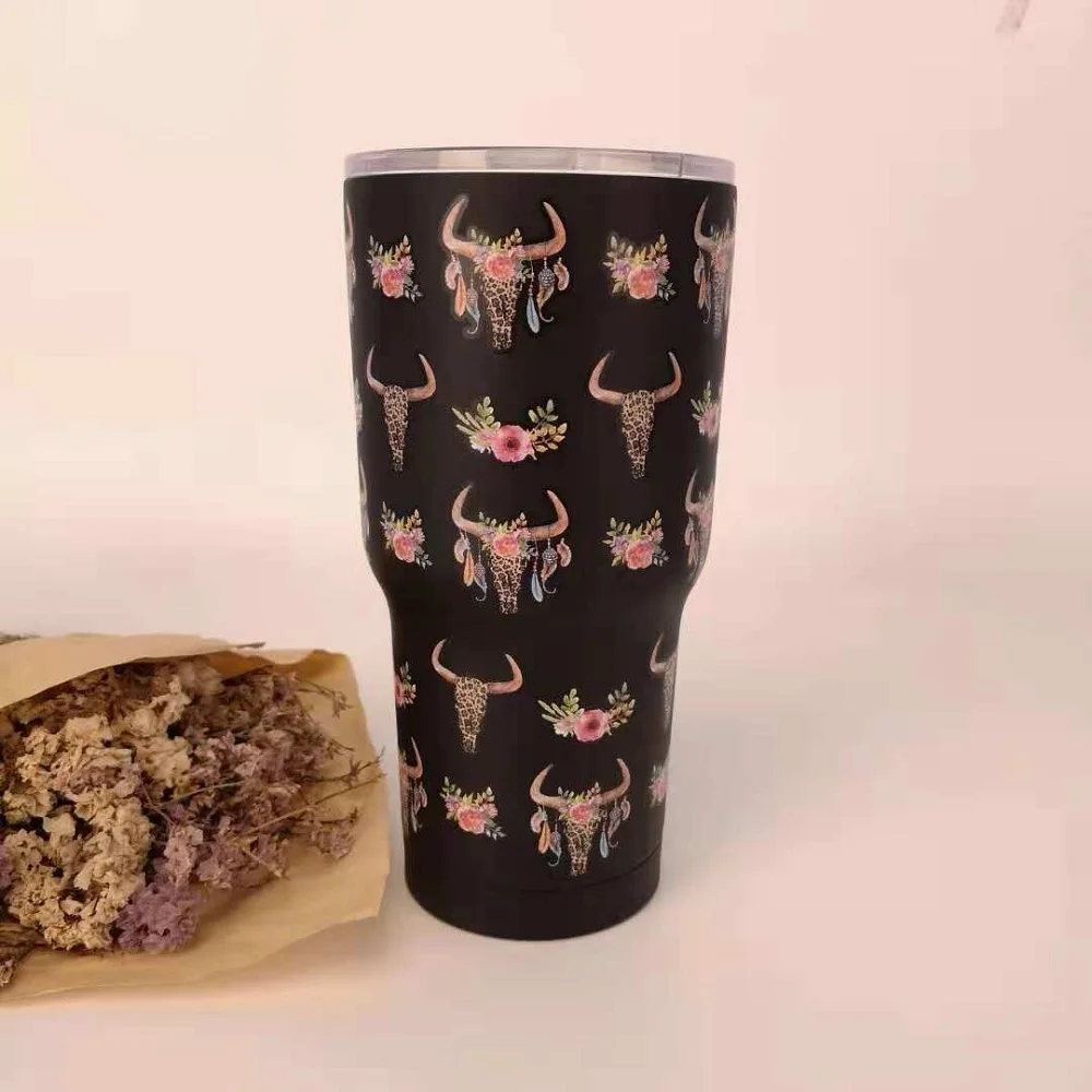 30 унций Bull Flower Tumbler нержавеющая сталь ацтекская Двухстенная Вакуумная чашка милый подарок для воды держатель DOM1175
