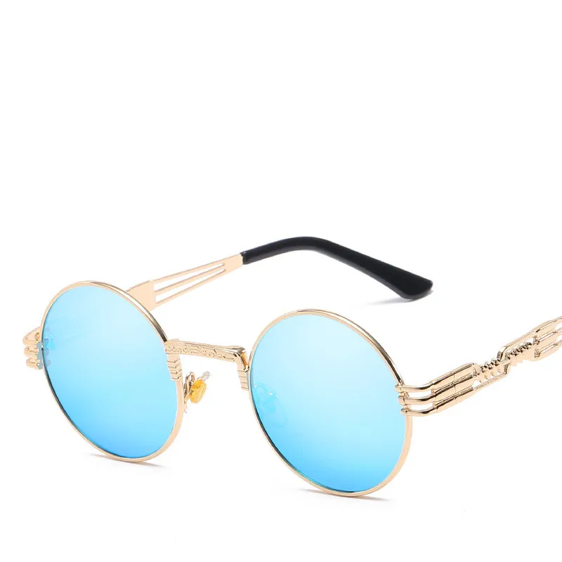

Солнцезащитные очки в стиле ретро-готика для мужчин и женщин, зеркальные винтажные круглые солнечные очки для вождения в стиле стимпанк, зо...
