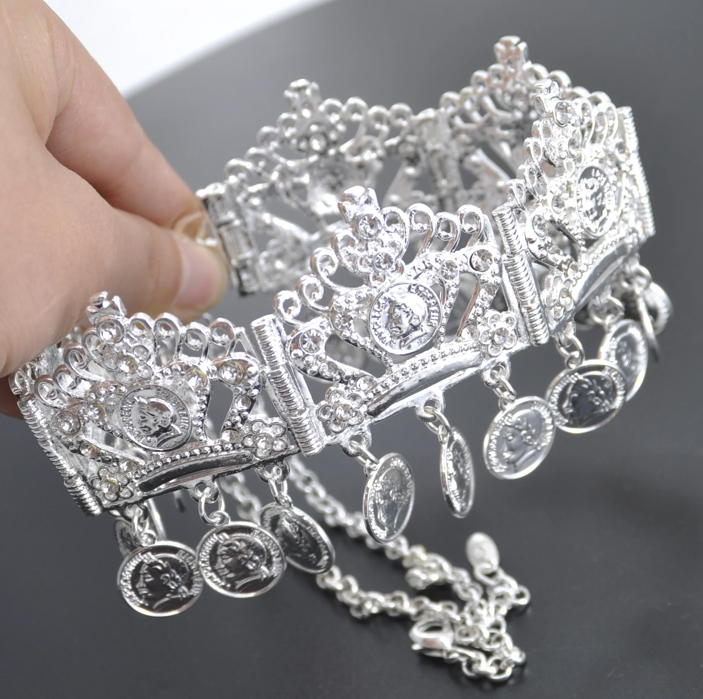silver 2 Кристальная повязка на голову для девочек, золотые и серебряные аксессуары для волос для женщин, свадебные аксессуары для волос невесты, роскошные гаджеты для женщин - Окраска металла: silver 2
