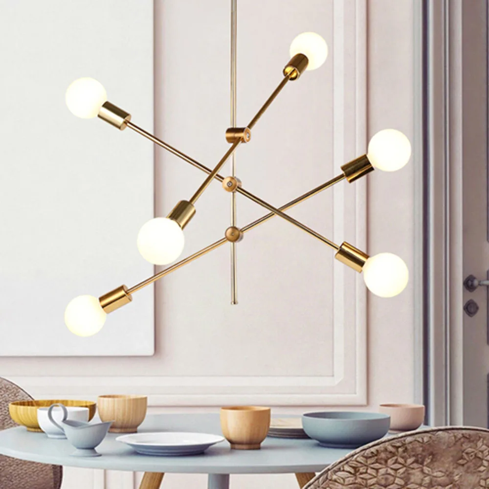 

1/2/4/6 Pendant Lamp Nordic Copper Painted Metal Lustre E27 Led Chandelier Modern Hanging Chandelier For Living Dining Room