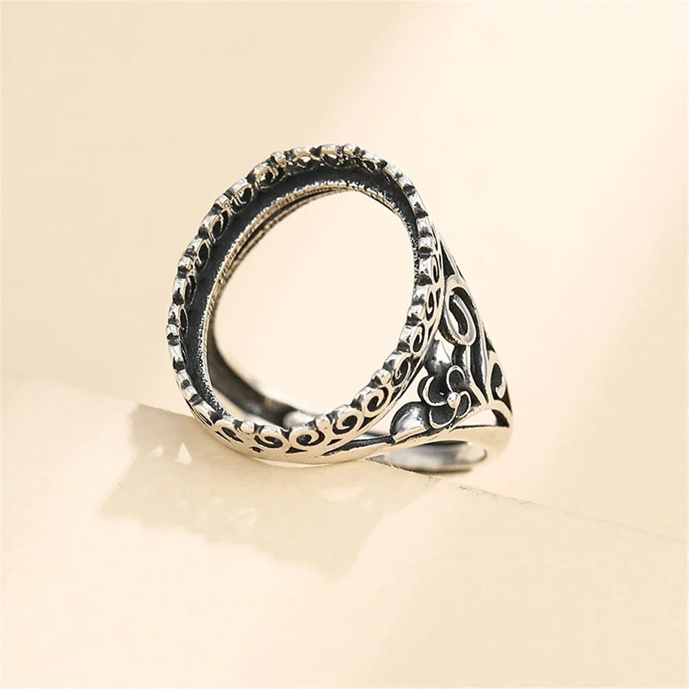 Ring Setting for 14x19mm Oval Cabochons Antique Style Ring Blank Thai Sterling Silver Adjustable Ring Base SR0204