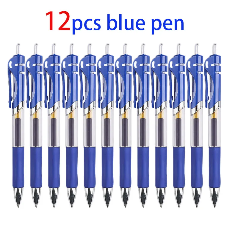 

12/6Pcs/Set Press Neutral 0.5mm Large Capacity Bold Refill Ball Point Pen Signature Black Red Blue Student Study Office K35