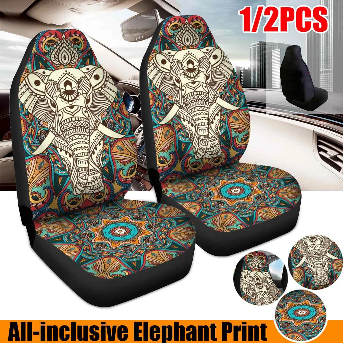 2 шт. чехлы на передние сиденья автомобиля с 3D принтом акулы|Чехлы автомобильные