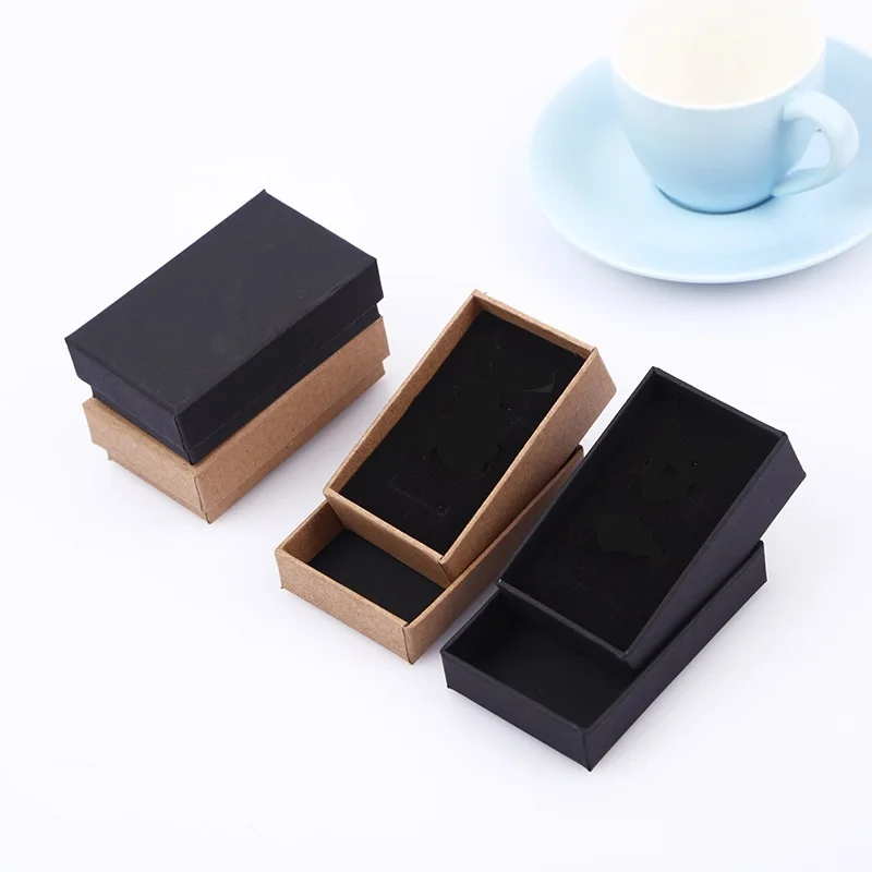 

New 20Pcs Brown/Black Kraft Paper Jewelry Packaging Boxes Necklace Pendant Earrings JewellryGift PAckage Box Case Storage