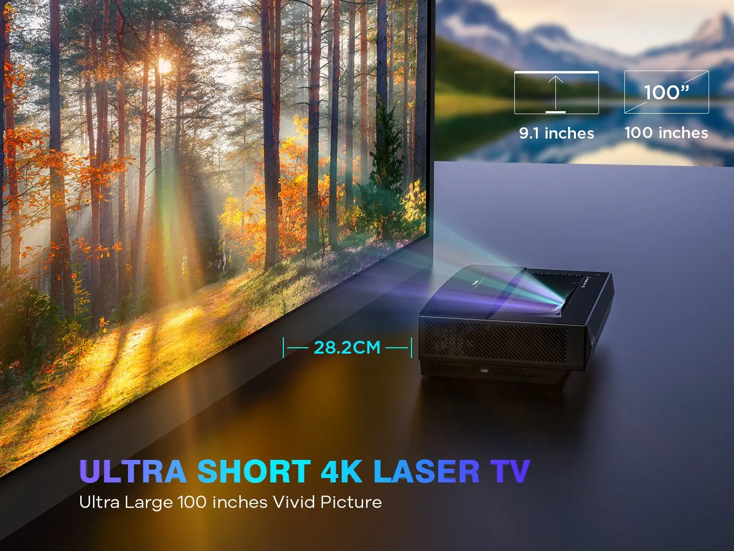 BOMAKER Tri-Color Laser Projector 4K 2500 ANSI Lumens Ultra Short Throw with HDR10 MEMC 3+32GB Home Theater TV |