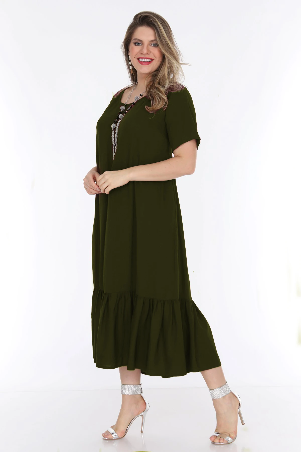 

Schk Women 'S Large Size Dress Khaki 1569