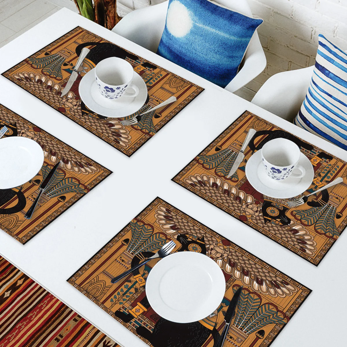 Древний Египет искусство кошка перо ретро салфетки коврик для посуды столовой