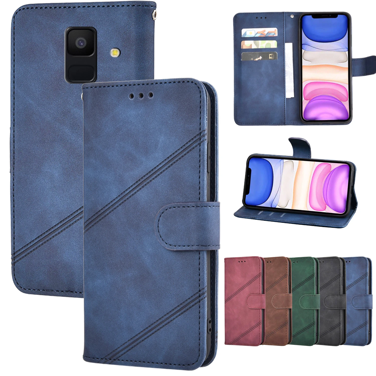 

Leather Wallet Case For S21 Samsung Galaxy Note20 Ultra S20 FE S10 Plus A72 A52 A71 A51 5G A42 A32 A21s A22 Flip Cover A12 A02S