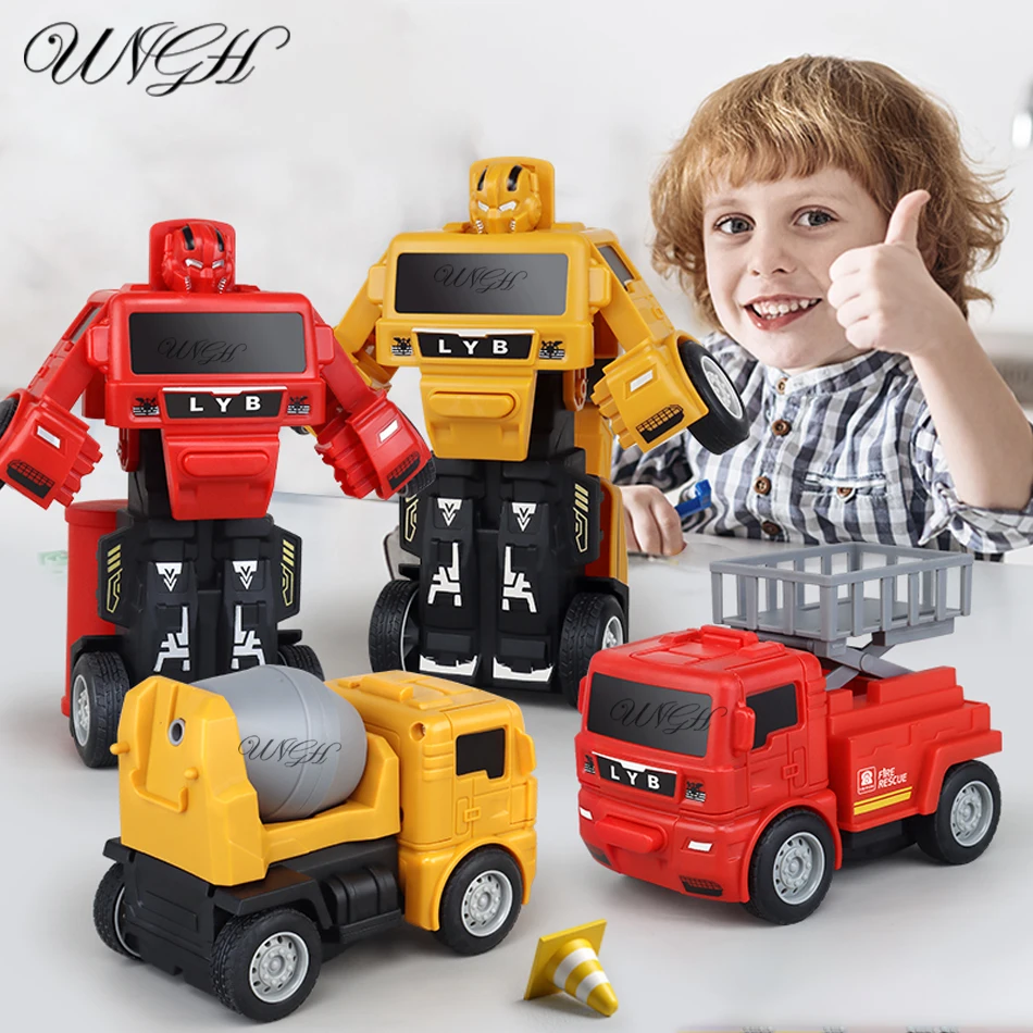

15 см ударный трансформационный робот комплект 2in1 One Step модель деформированная инженерная машина человеческие фигурки пожарная машина детс...