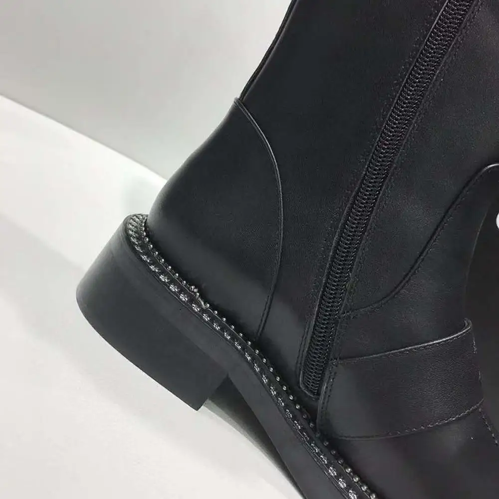 

vallu2020 winter new all-leather stitching fashion and versatile plain stretch high boots