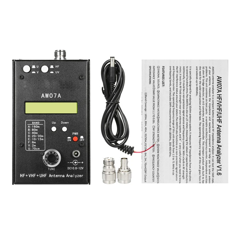 AW07A HF/VHF/UHF 160M измеритель импеданса антенна SWR анализатор для ветчины